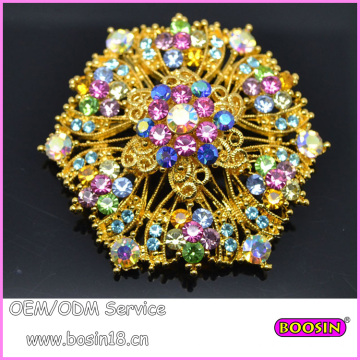 Vente chaude style élégant magnifique or strass fleur broche 5365